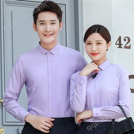 春秋新款企業(yè)職業(yè)裝員工襯衣可添加logo竹纖維男女款修身長袖襯衫